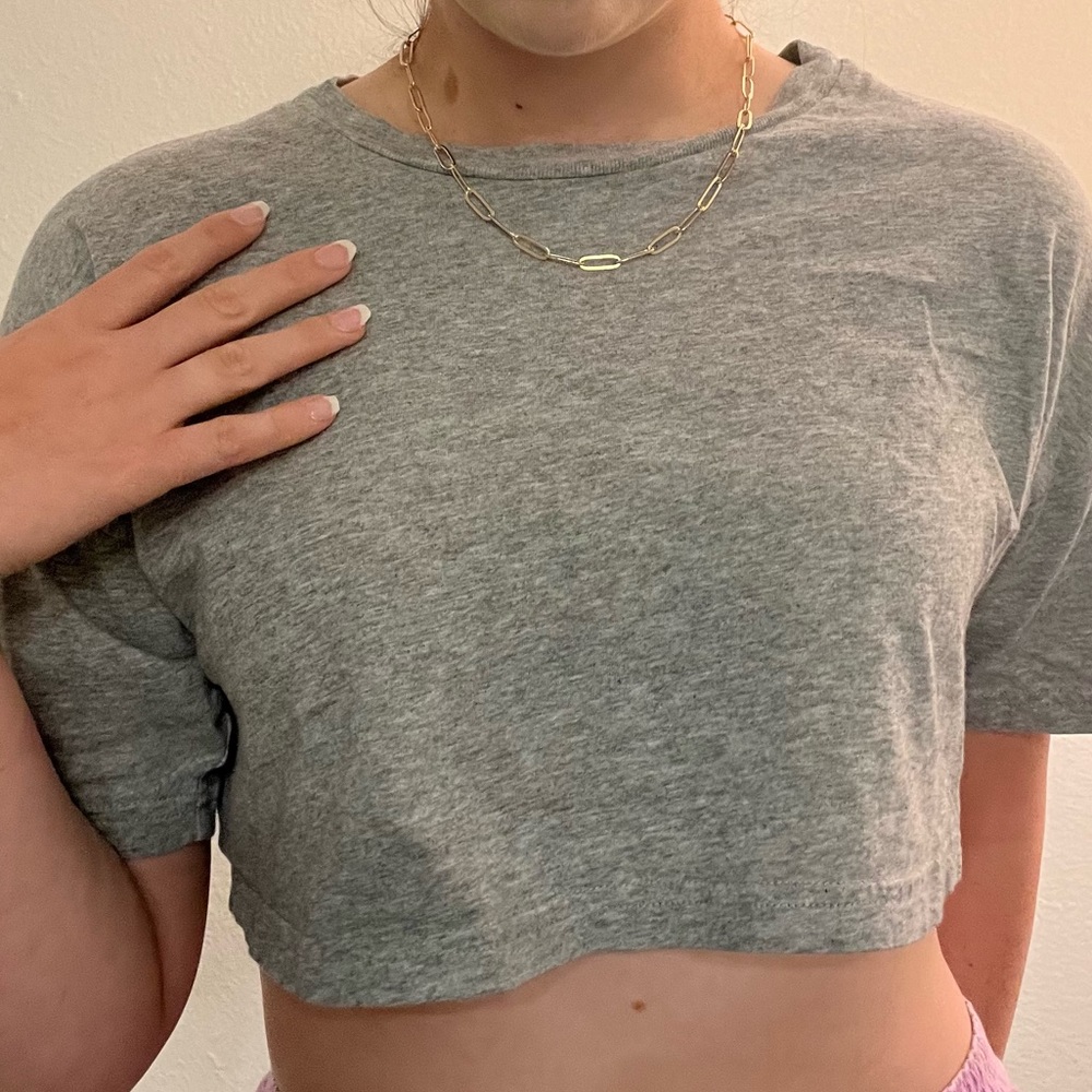 Aritzia TNA Cropped Gray Tee